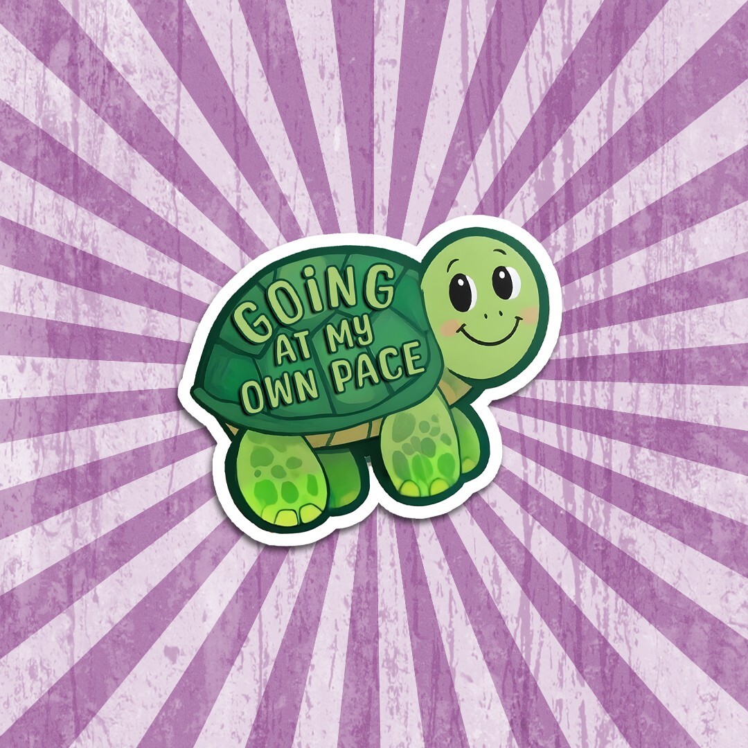 Encouraging "Going at My Own Pace" Turtle Vinyl Sticker: Mental Health Decal