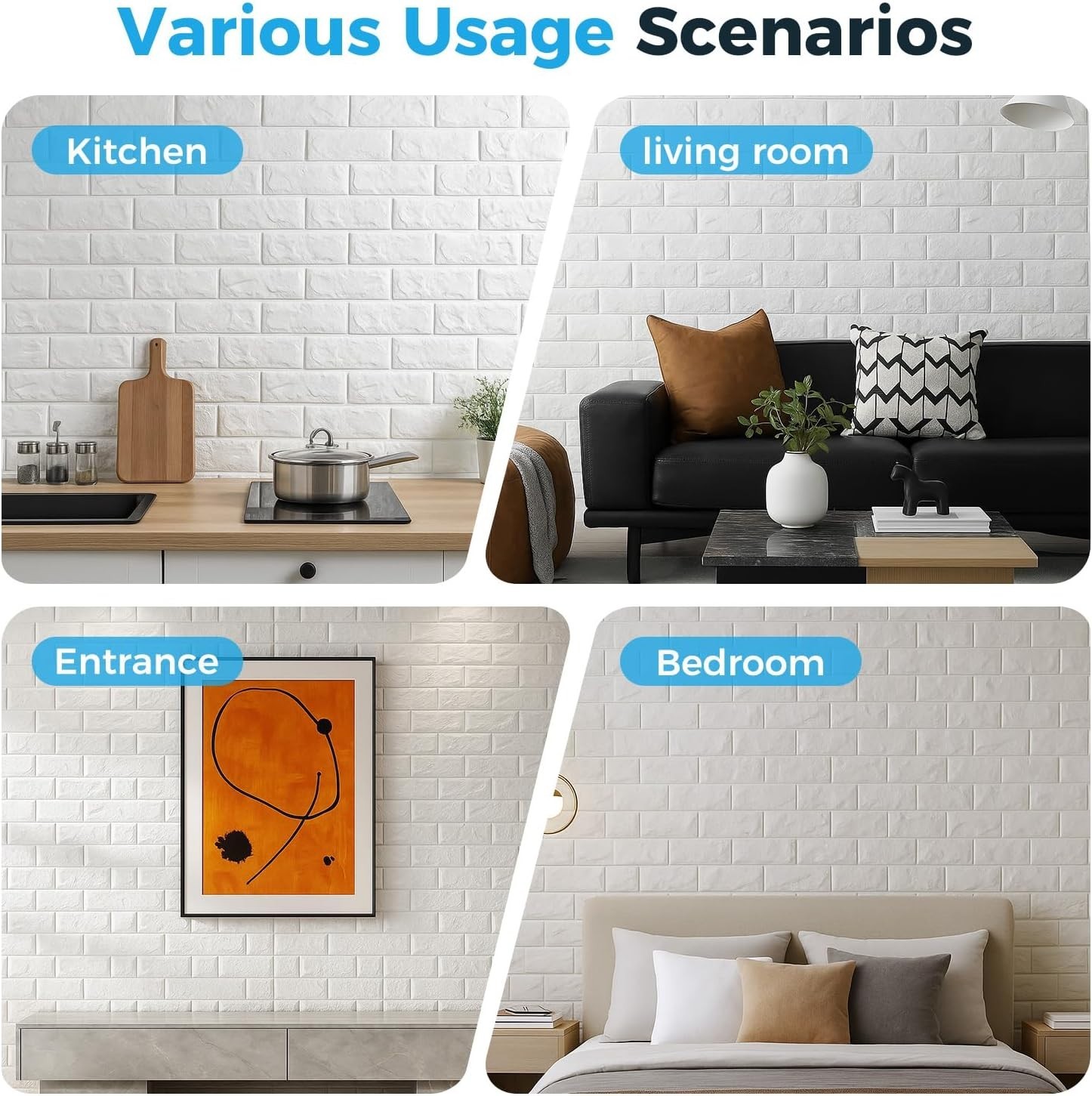 Transform Your Space: 30 Pcs 3D Printable White Brick Wall Panels – Easy Install