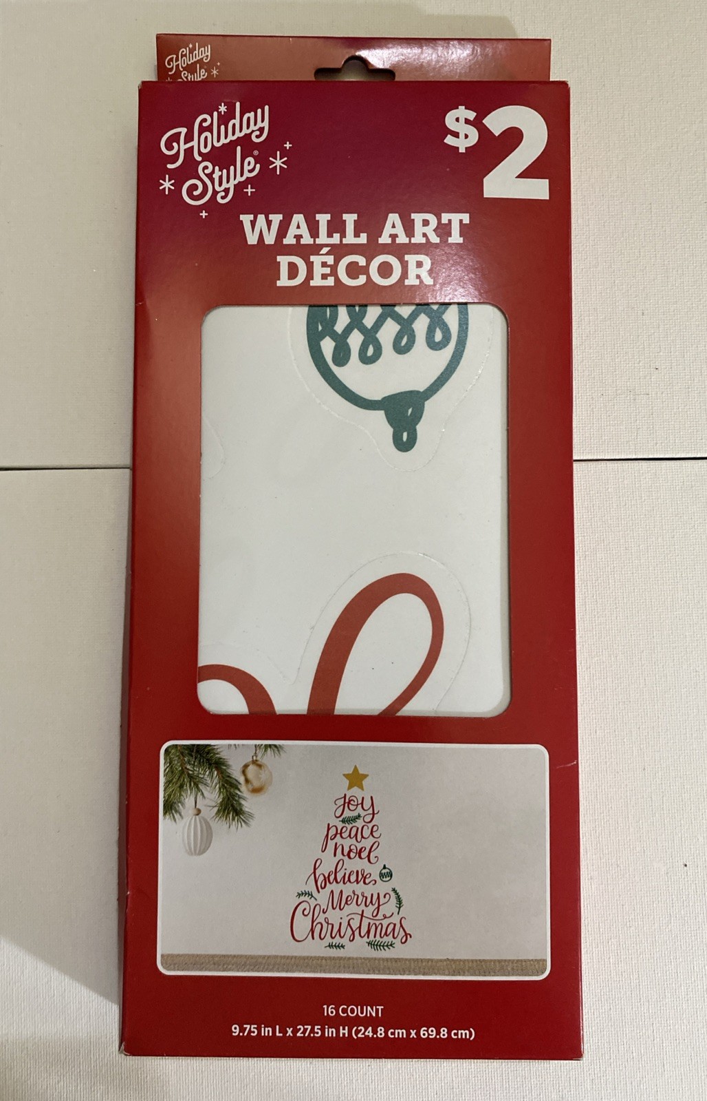 New 16-Count Wall Art Christmas Decals Peel & Stick Joy Peace Noel Believe Merry