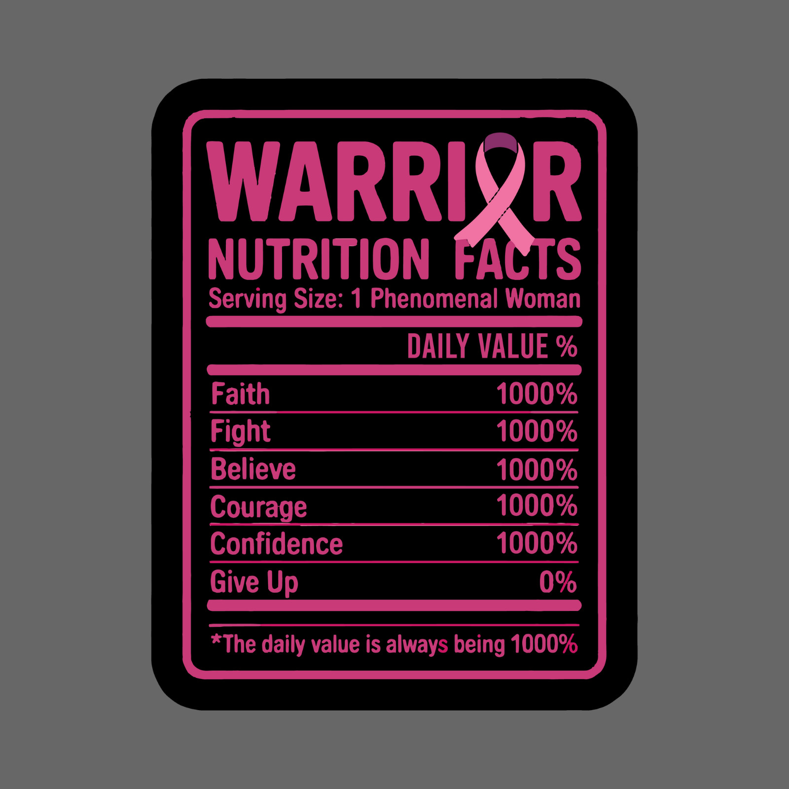 Breast cancer sticker vinyl decal warrior nutrition facts pink ribbon