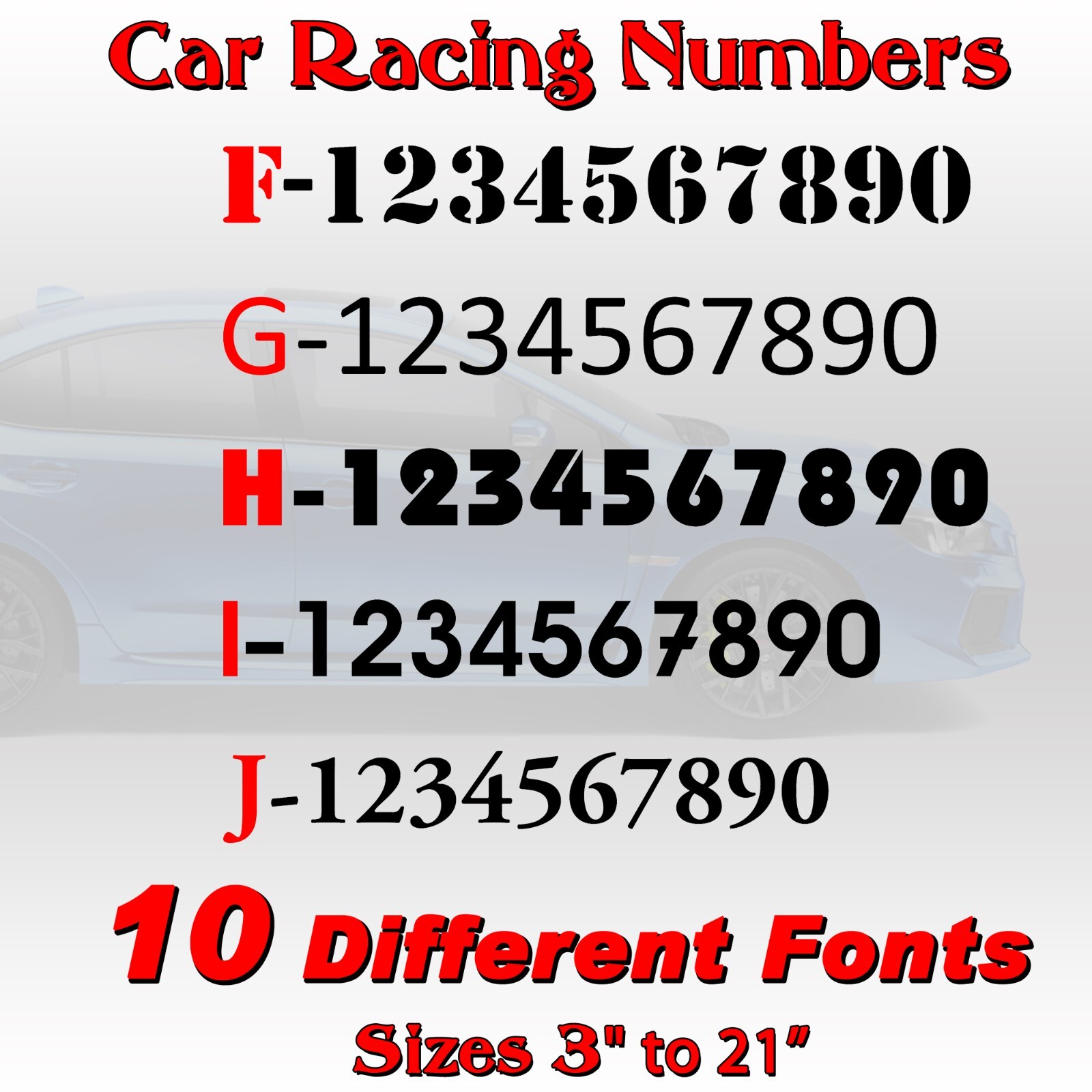 2 pack Racing Car numbers circle door custom number rally sport die-cut decal V4