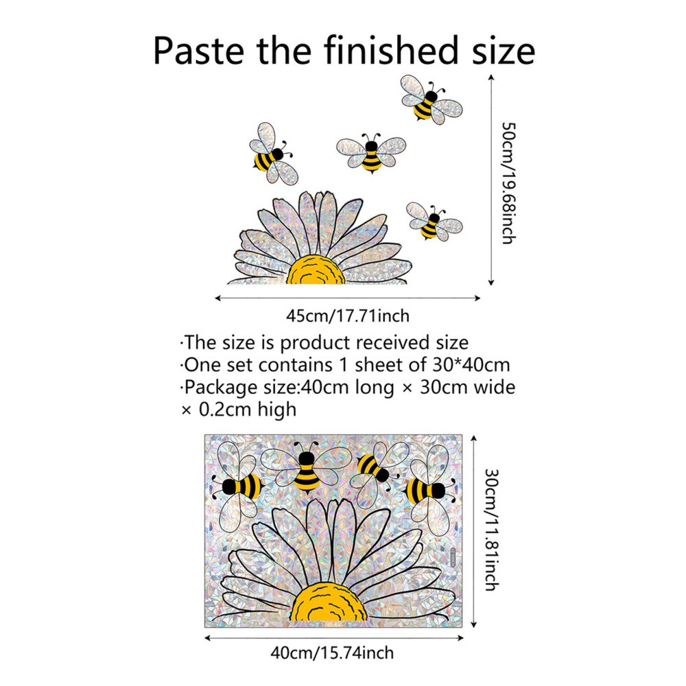 5X Summer Bee Sunflower Window Stickers 2-Side Glass Decals Shiny Window Clings