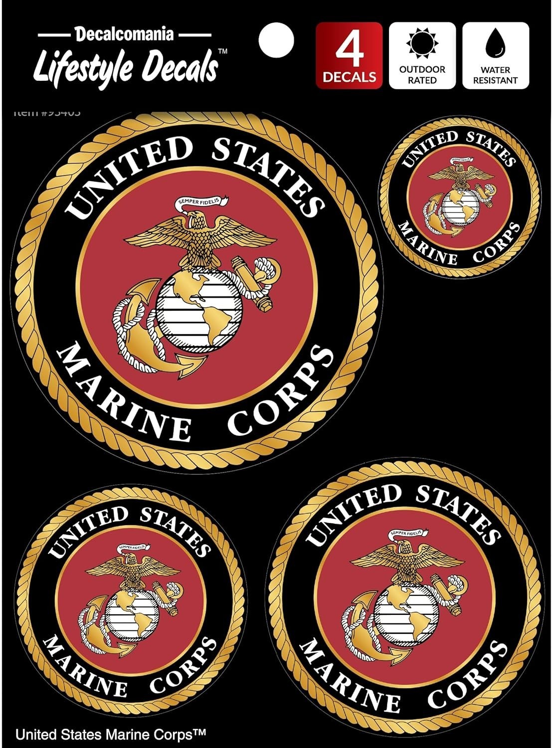 4 Piece Marine Corps Logo Decals