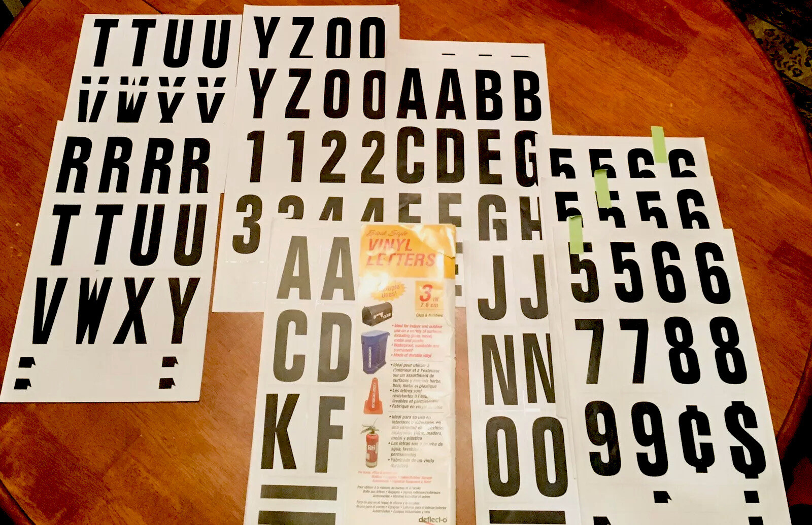 219 Of The 3” Vinyl LETTERS & SYMBOLS A-Z Black on White Self Adhesive Stickers