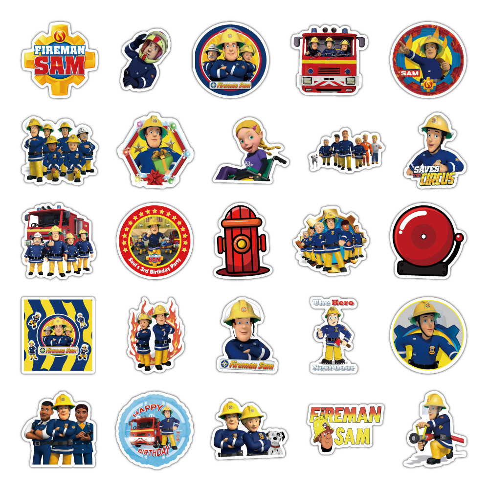 100Pcs Fireman Sam Sticker for Adults Teens Girls Scrapbooking Water Bottles