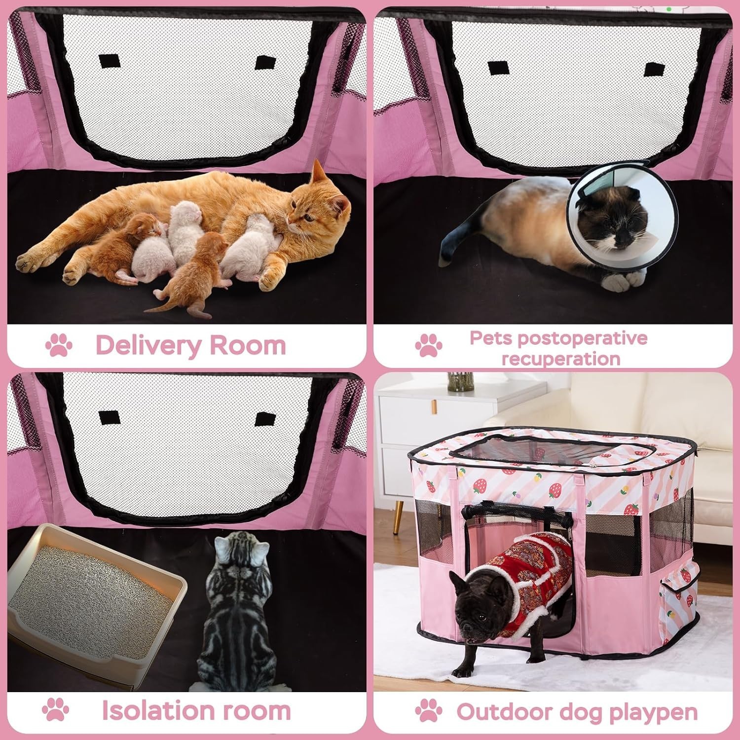 Portable Pet Cat Playpen,Cat Cages Indoor Collapsible Dog Crates Tent Kennel Pla