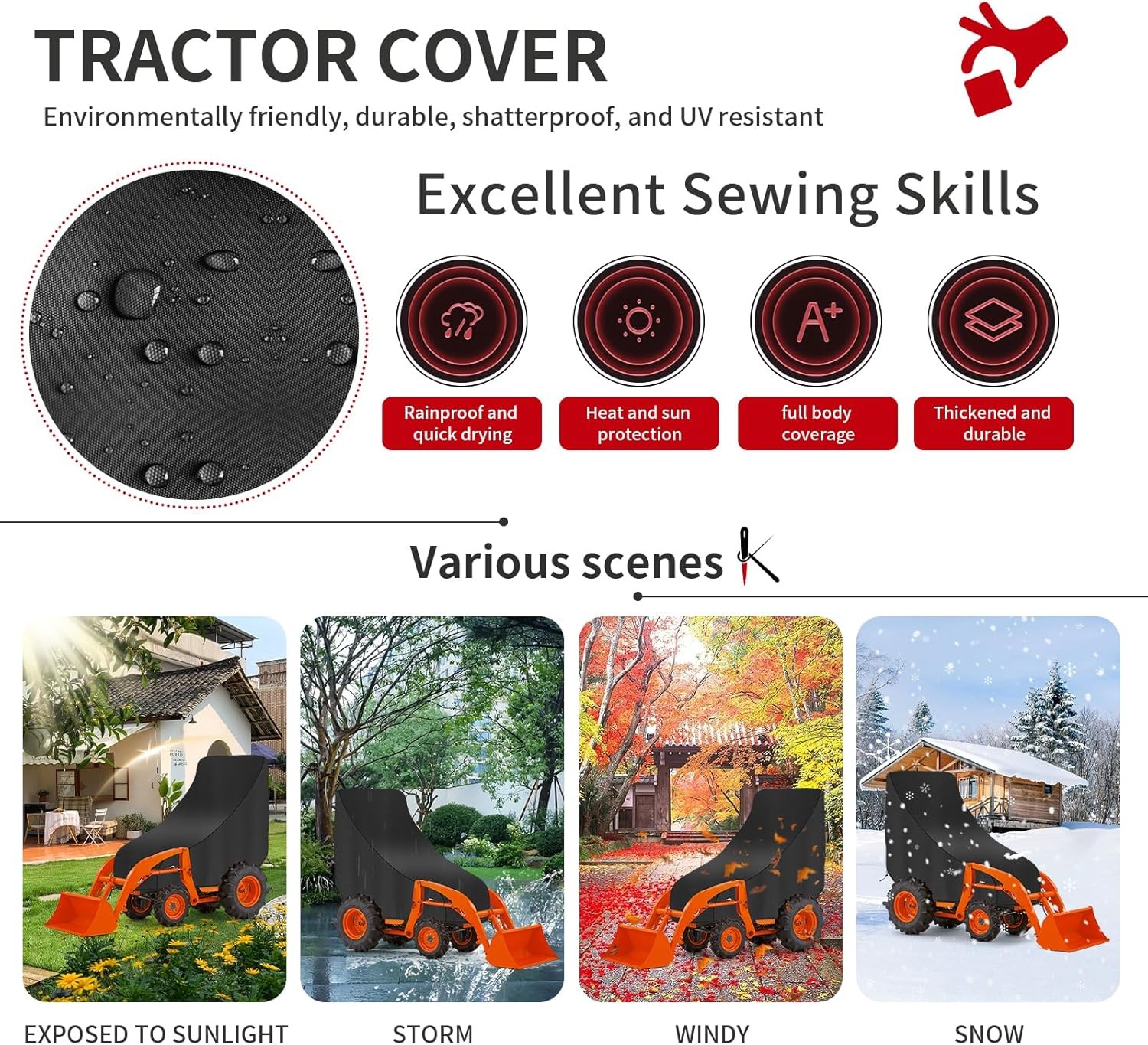 Waterproof Compact Kubota Tractor Cover – Windproof Utility Cover With Drawstrin