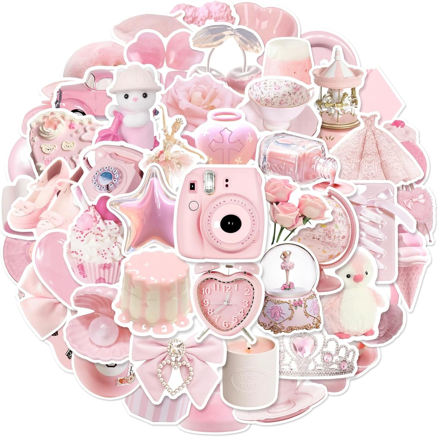 Stickers Aesthetic Waterproof Laptop Decals for Water Bottle Pink