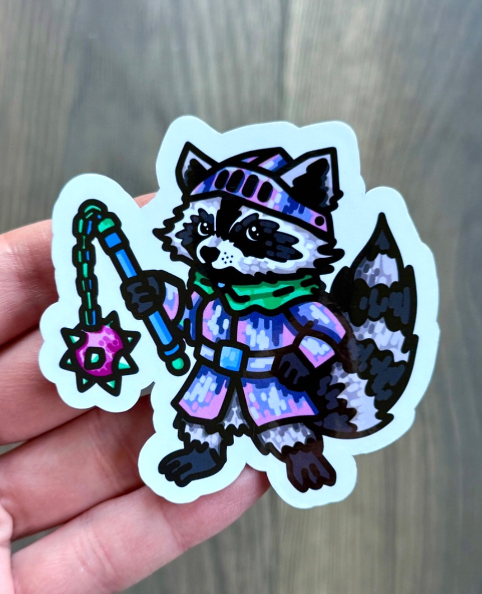 Vinyl Art Print Sticker “Medieval Raccoon” Brianna Alderfer
