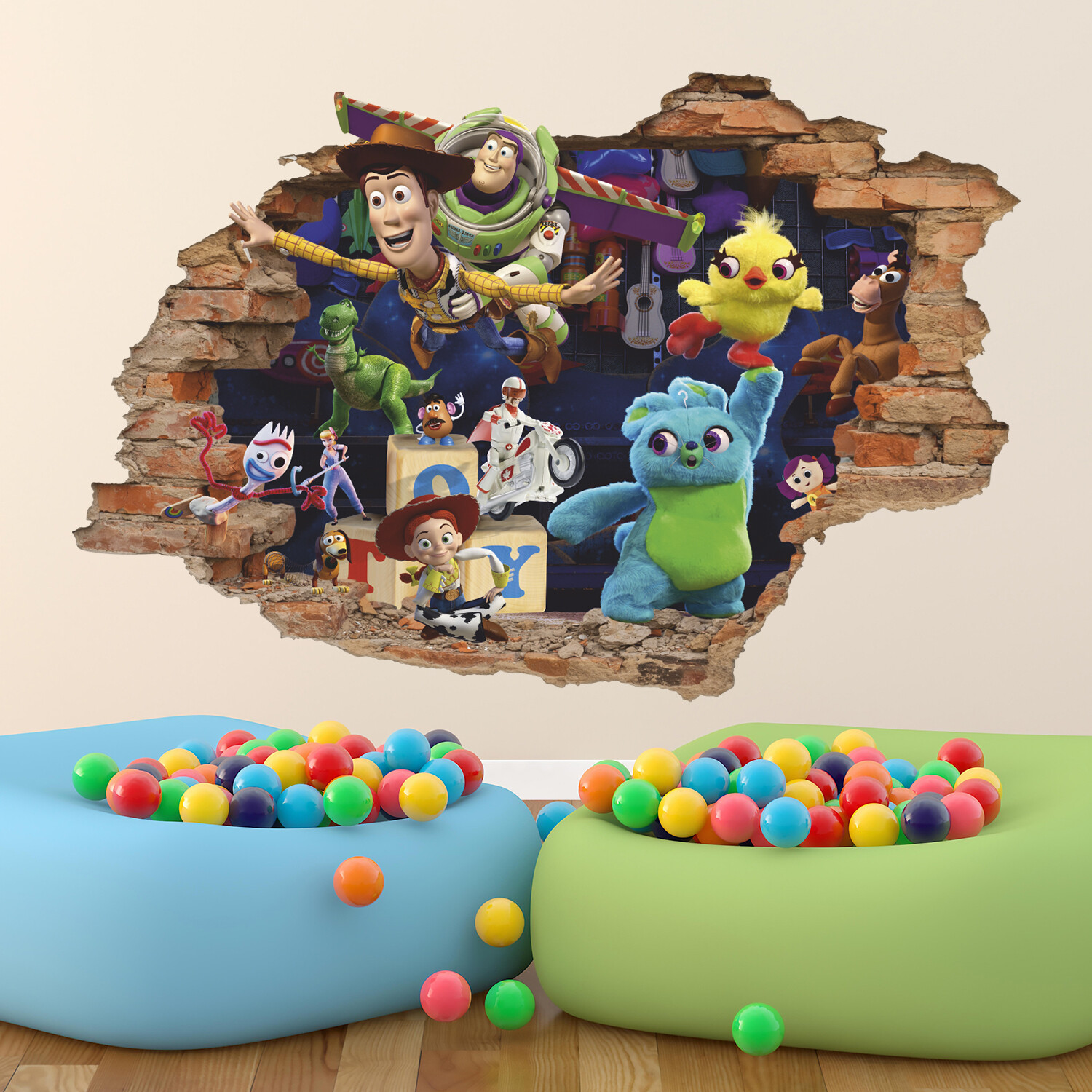 Toys 3D Wall Decal, Wall Sticker, Woody, Andy, Buzz Lightyear, Decor