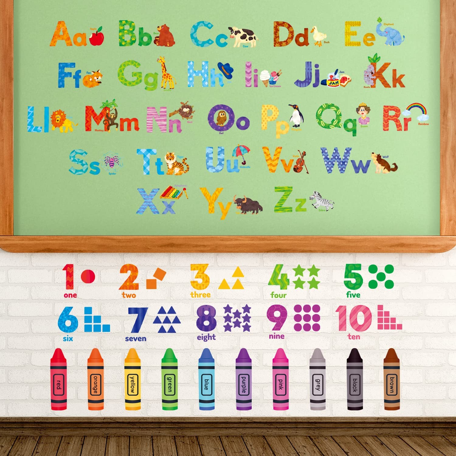 DS-8044 Animal Alphabet Numbers Colour Decals Stickers Peel and Stick Removab…