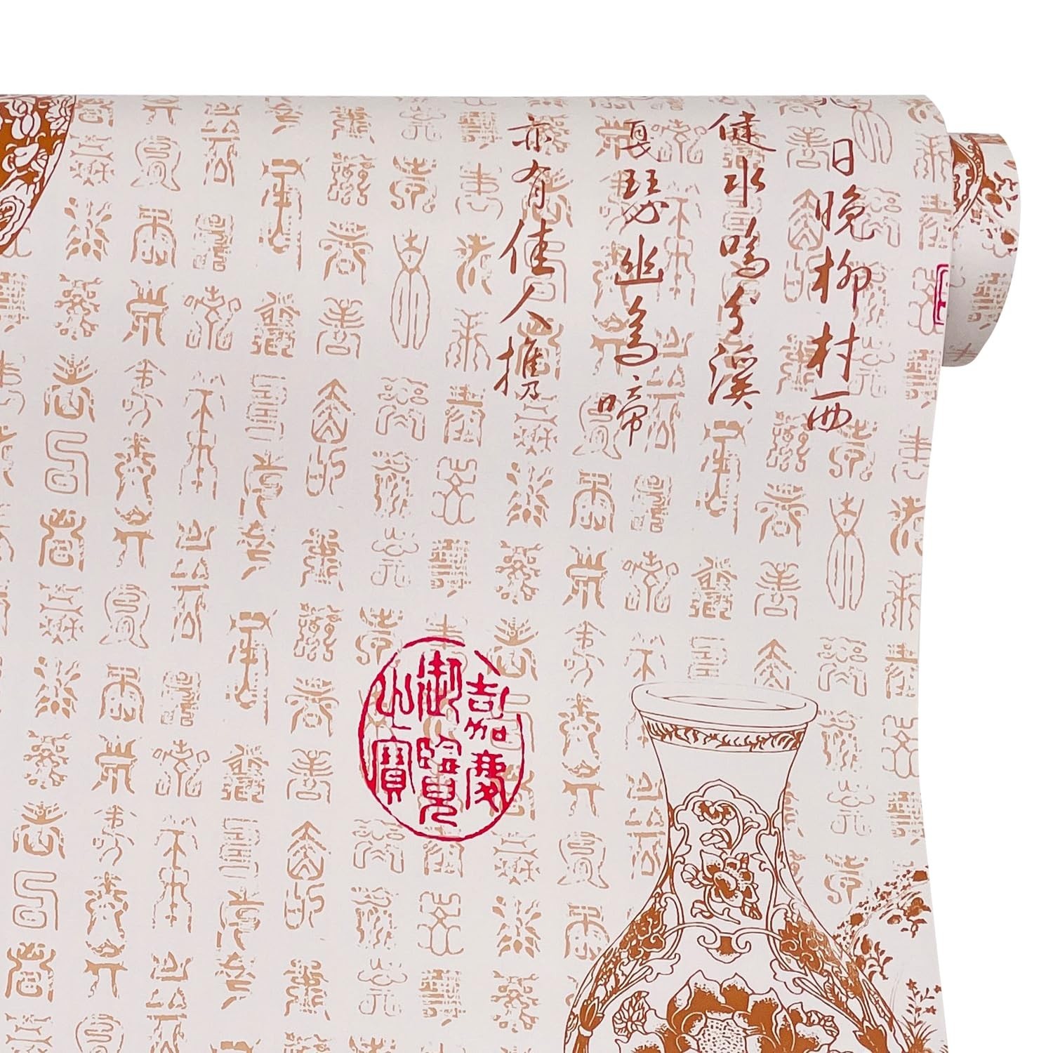 Chinese Style Tea Art Furniture Paper Self-Adhesive Calligraphy Shelf Liner B…