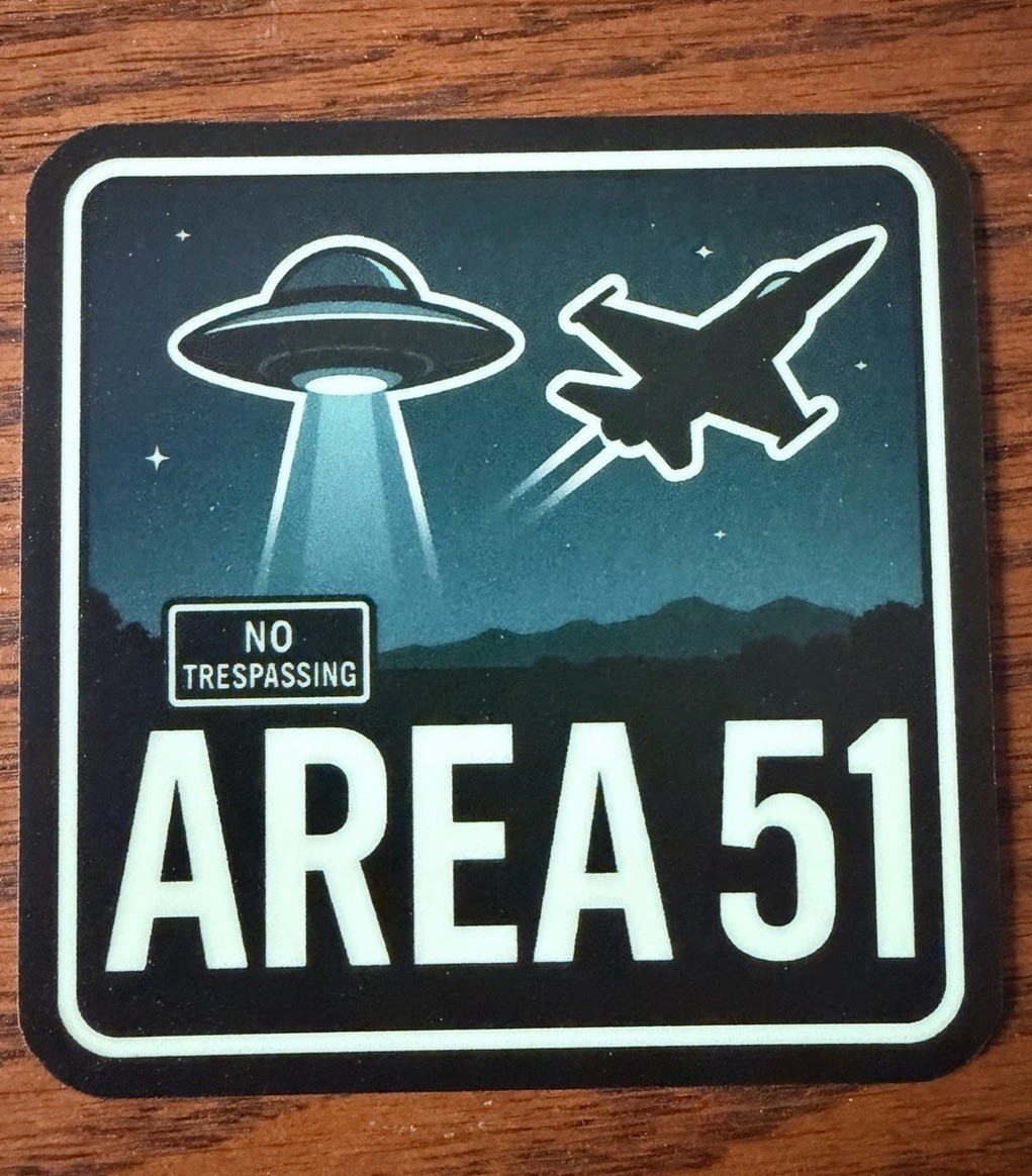 AREA 51 GLOW IN THE DARK VINYL STICKER 3in x 3in