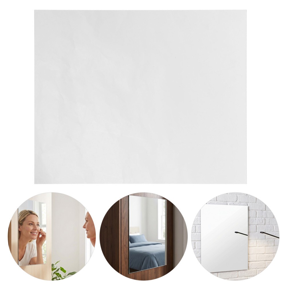 4Pcs Reusable Acrylic Mirror Sheet Tiles Self Adhesive for Small Space DIY Decor