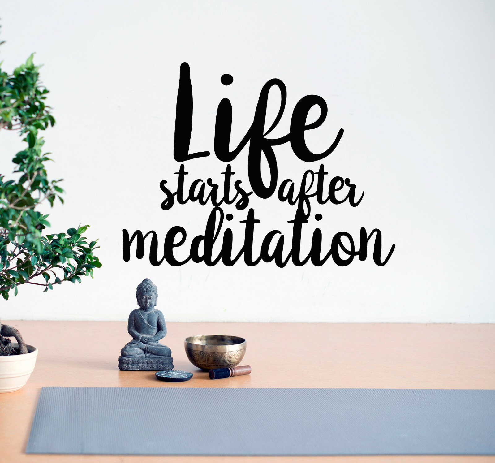 Vinyl Wall Decal Life Starts After Meditation Stickers 22.5 in x 17 in gz177