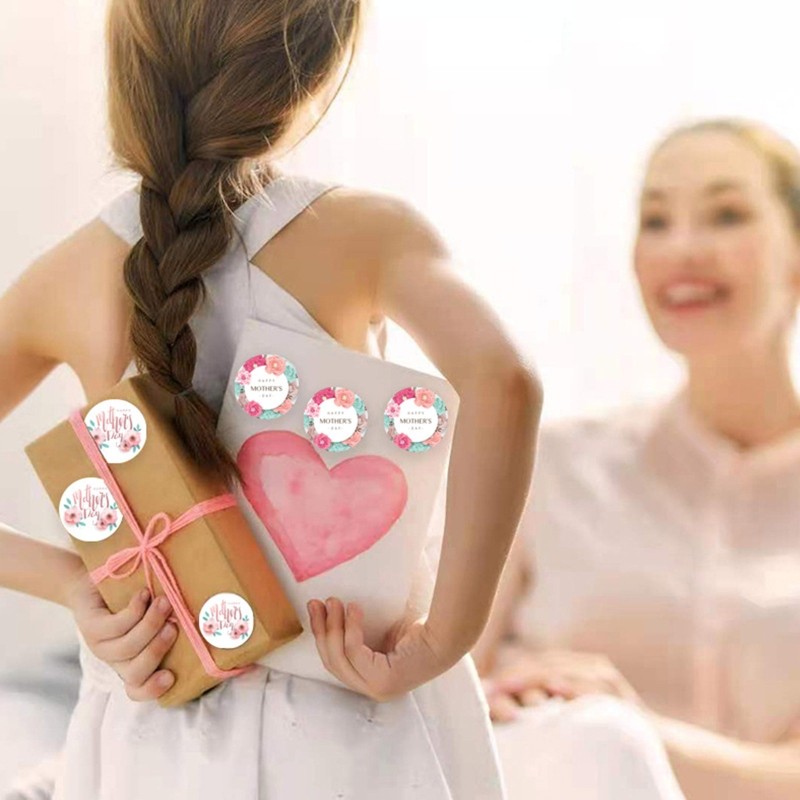 Happy Mother s Day Sticker 500Pcs Gift Wrapping Sticker for Seal Envelope