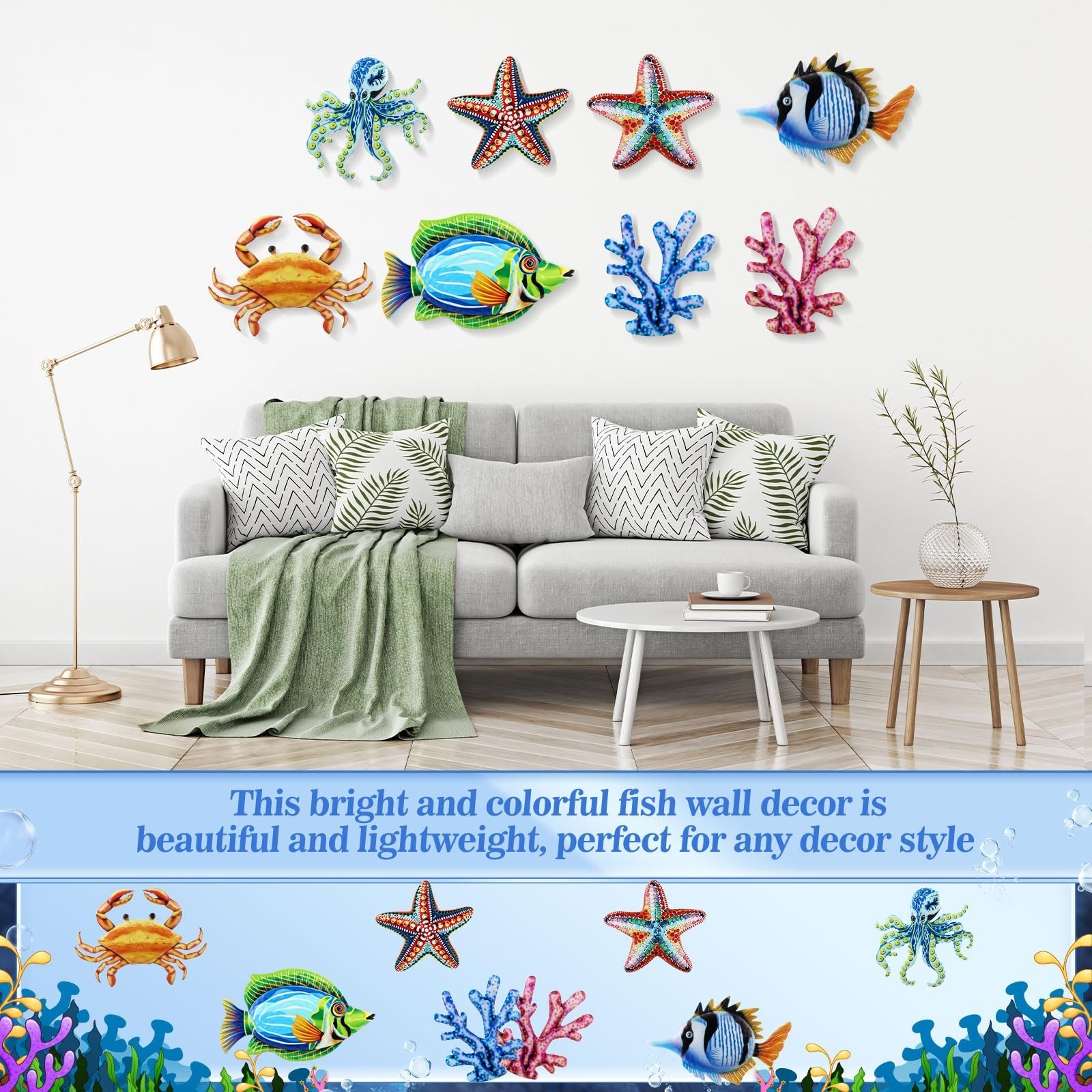 Tandefio 8 Pcs Metal Wall Decor Wall Art Hanging Decorations Outdoor Indoor S…