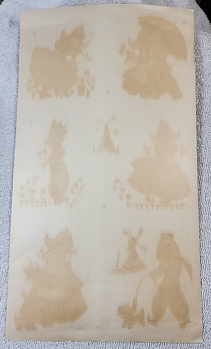Antique Dutch Boy & Girl Water Duro-Decals Tulips Clogs Windmills Puppy 1970s