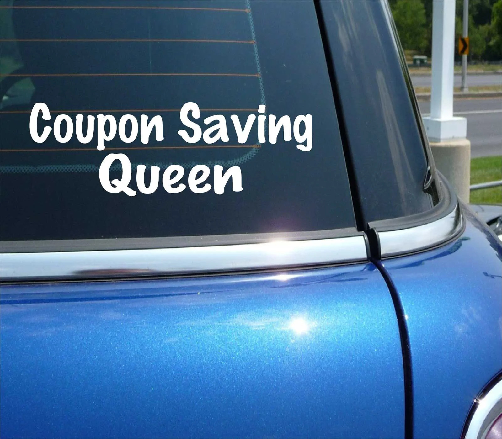 SAVING QUEEN DECAL STICKER DEAL THRIFTY SAVINGS SHOP SHOPPING CAR