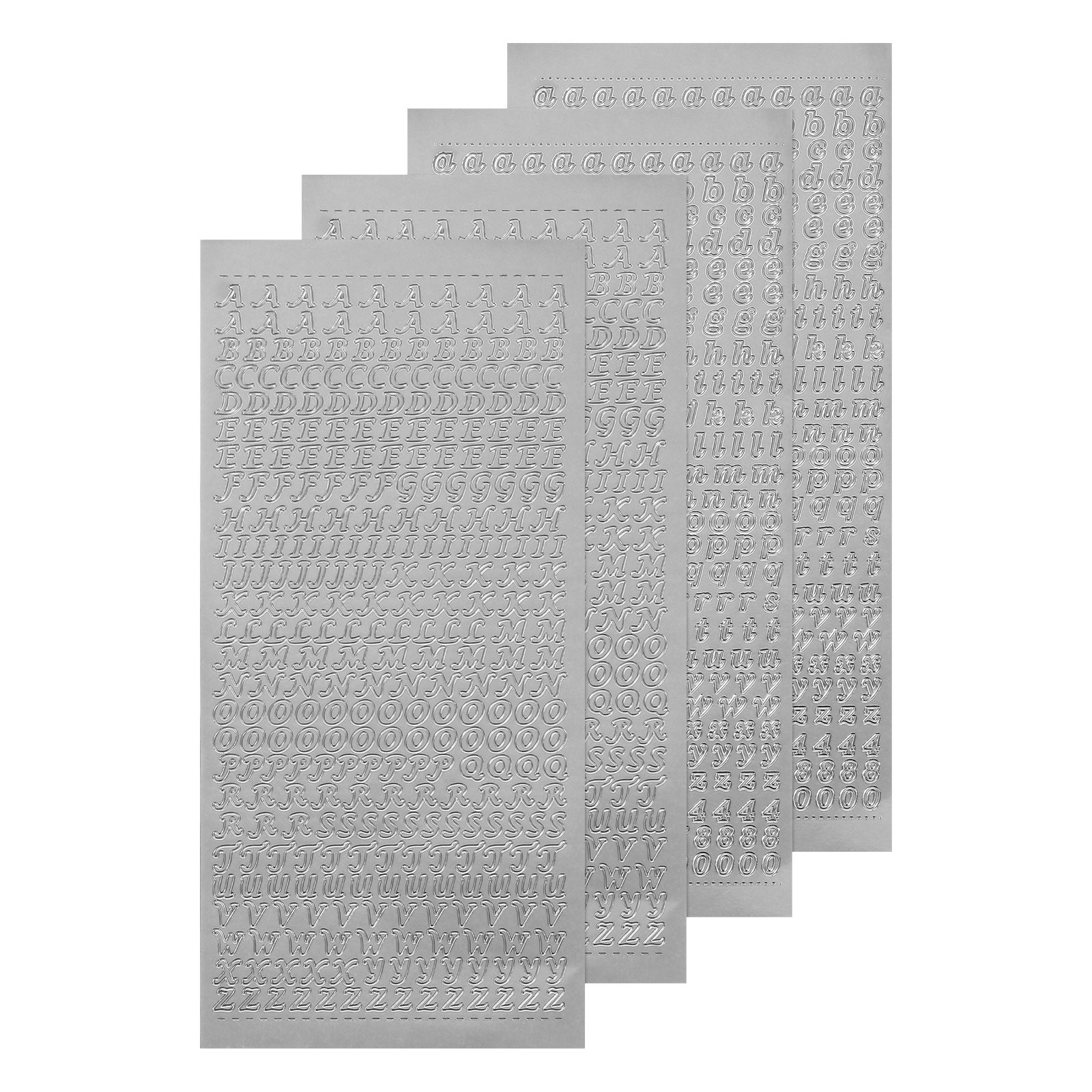 4 Sheets Alphabet Letter Sticker Silver Upper Lower a to Z Self Adhesive