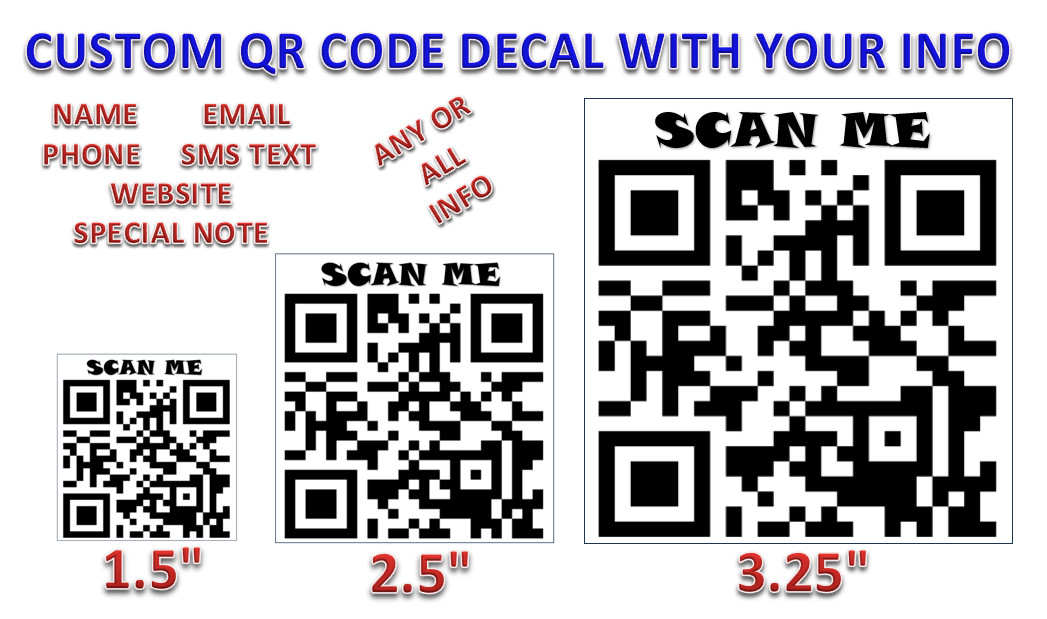 Customized QR Code Sticker Decal Personalized Text Website Text Fun Business