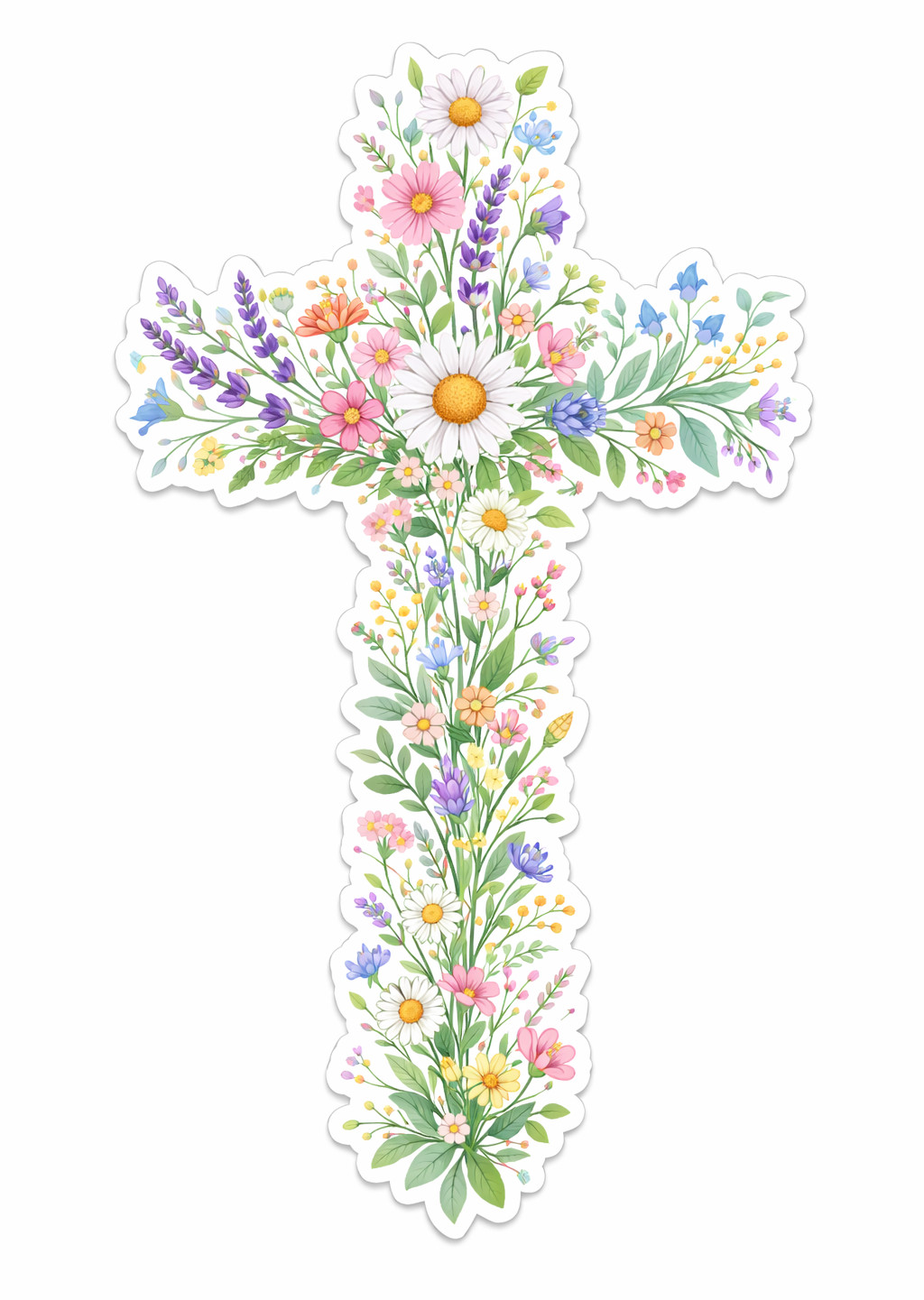 Christian Cross Vinyl Decal Sticker Religious Jesus Wildflowers Flowers Crown 12