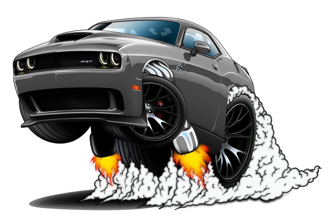 Challenger SRT Hellcat WILD RIDES Car-toon Wall Art Graphic Sticker
