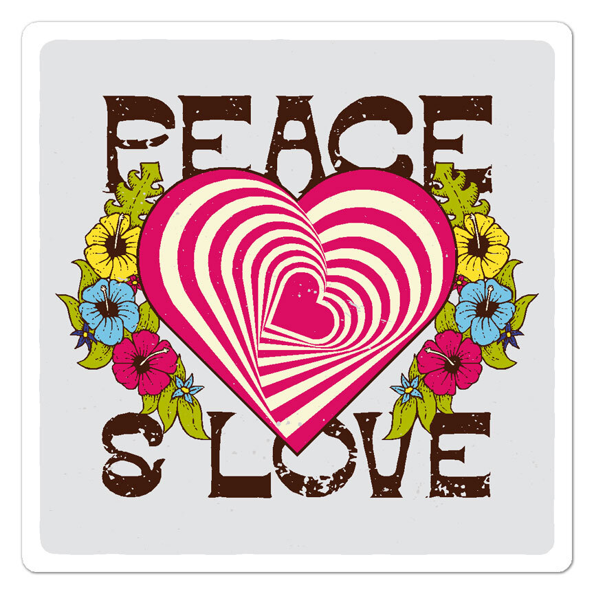 Peace Love Heart, Vinyl Decal Sticker, Indoor Outdoor, 3 Sizes, #9606