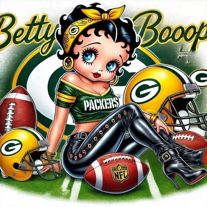 Green Bay Packers Betty Boop Sticker Decal Laptop Wall Mirror Cup Tumblr Locker