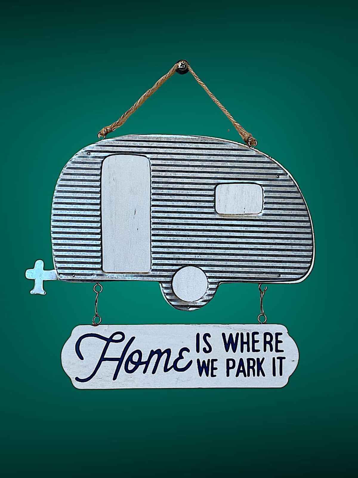 Camper RV Trailer Sign / Home Is Where We Park It / Rustic Wood Metal Outdoor…