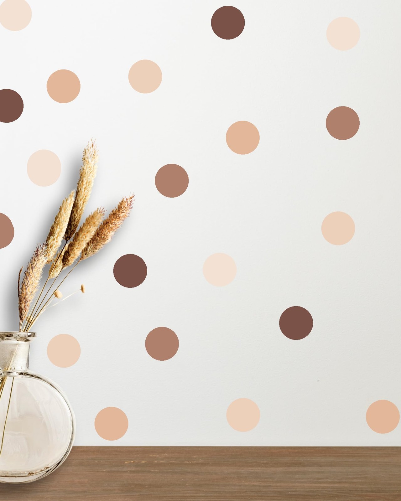 Neutral Boho Polka Dot Wall Decals – 150 2-inch Brown Wall Stickersl | Earthy…