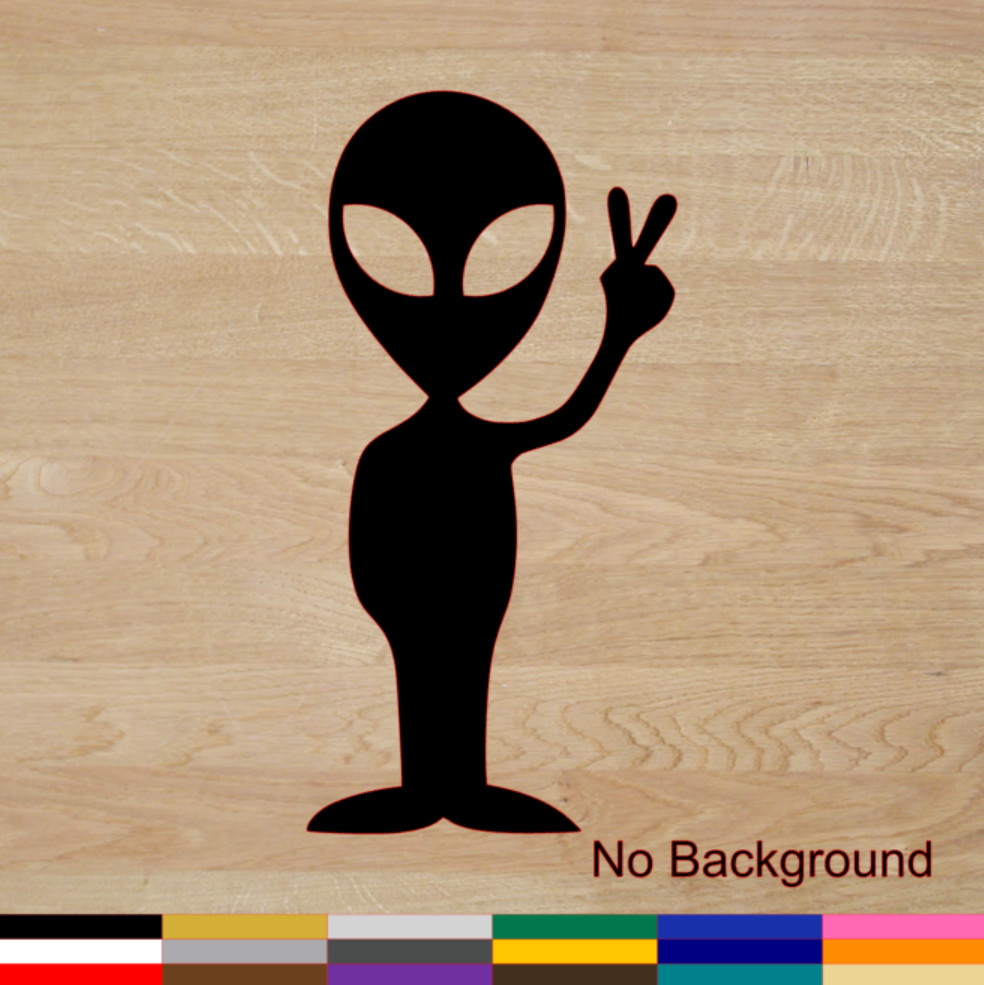 Alien Decal PICK SIZE COLOR Vinyl Sticker Outer Space UFO Peace ET Car Window