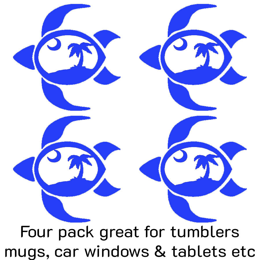 4 Pack Beach Sea Turtle 2.5" Vinyl Decal Car Truck Window Laptop Tablet Tumblers