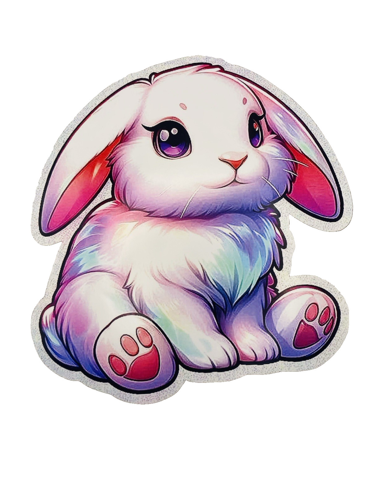 White Shiny Bunny Animal Waterproof Car Decal Wall Poster Vinyl Sticker Large