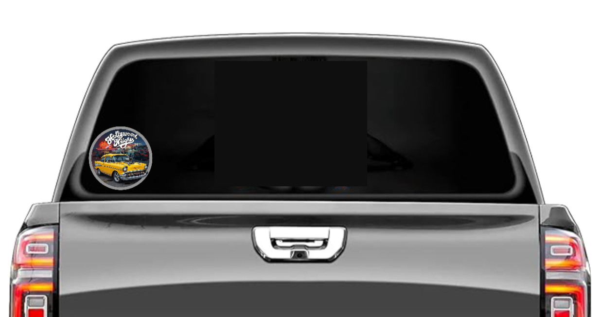 Car Classic "57 Chevy" Hollywood Knights 4" Vinyl Decal Handmade Vehicle Cooler