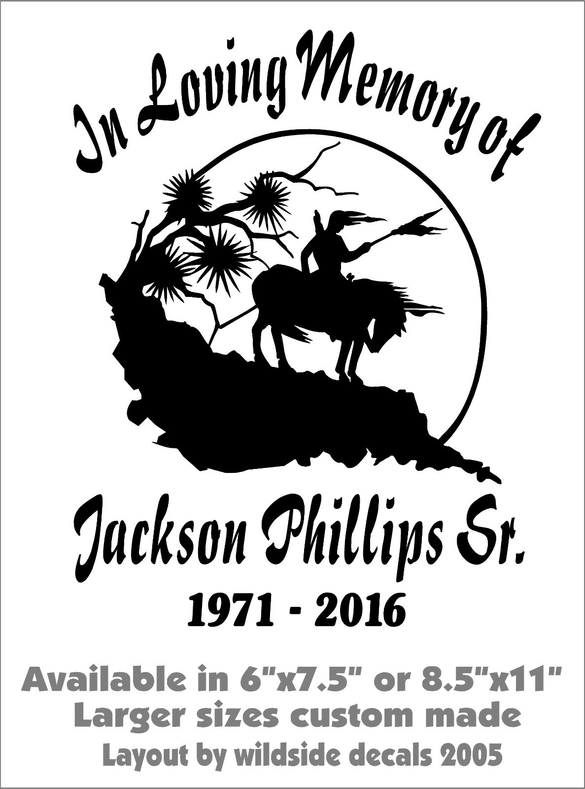 In Loving Memory Of Decal Warrior Last Ride Name Dates Car Vinyl Sticker Custom