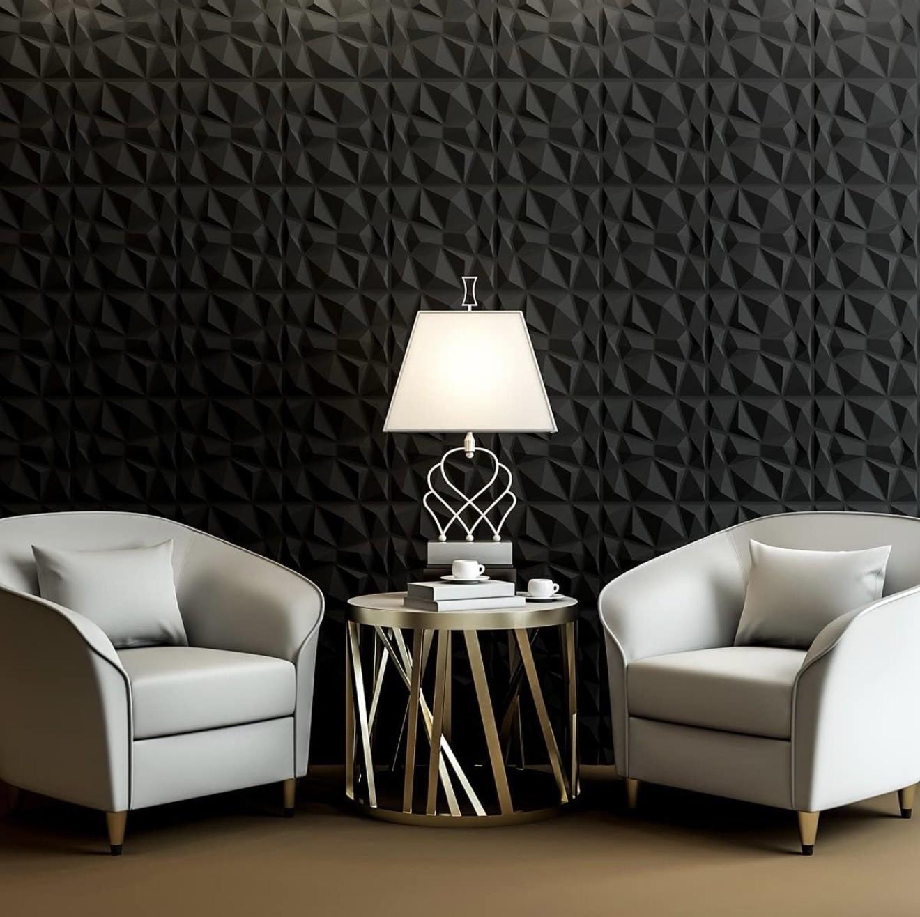 Art3d Decorative 3D Wall Panels in Diamond Design, 12"x12" Matt White (33 pack)