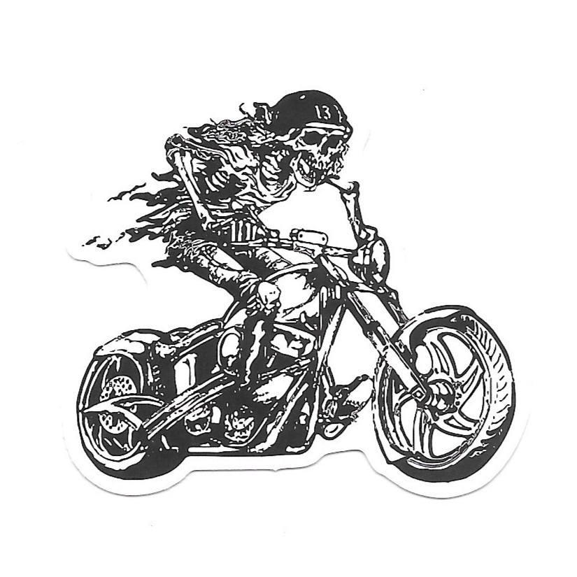 Skeleton Biker Vinyl Sticker Die Cut Decal Motorcycle Chopper Bobber Moto Art
