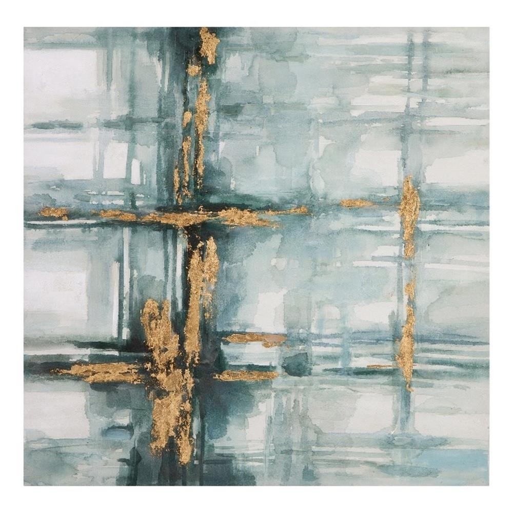 Pemberly Row Modern Abstract Gallery Wrapped Canvas in Green