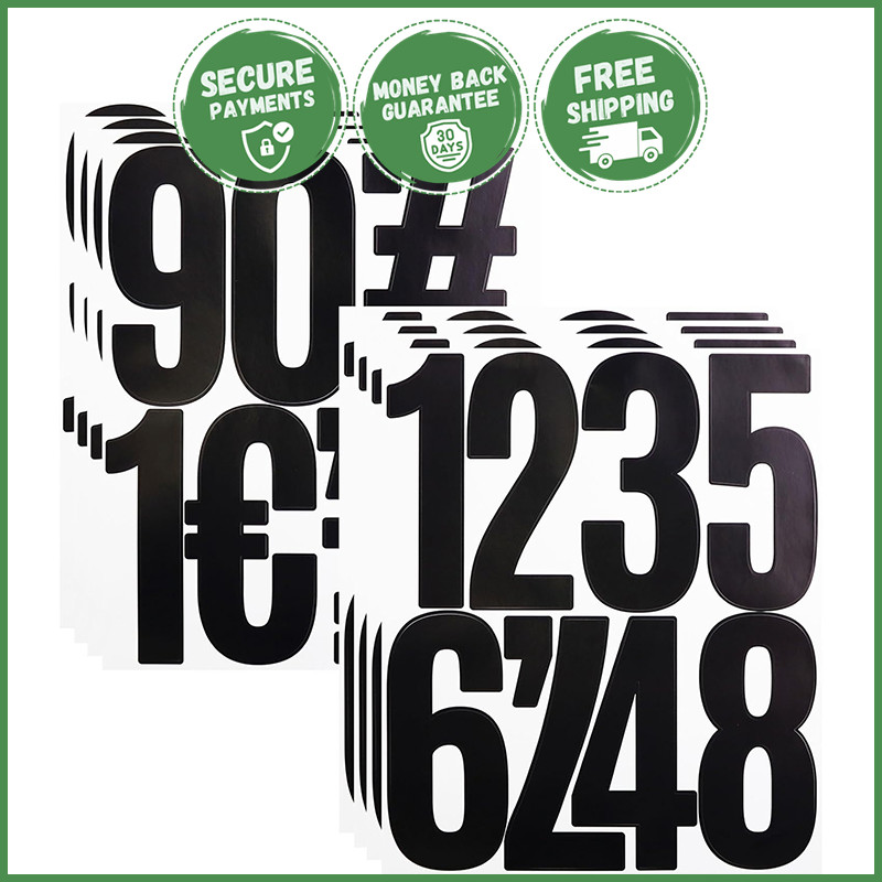 LARGE SELF ADHESIVE VINYL NUMBER STICKERS Durable Waterproof Labels 5 inch 88pcs