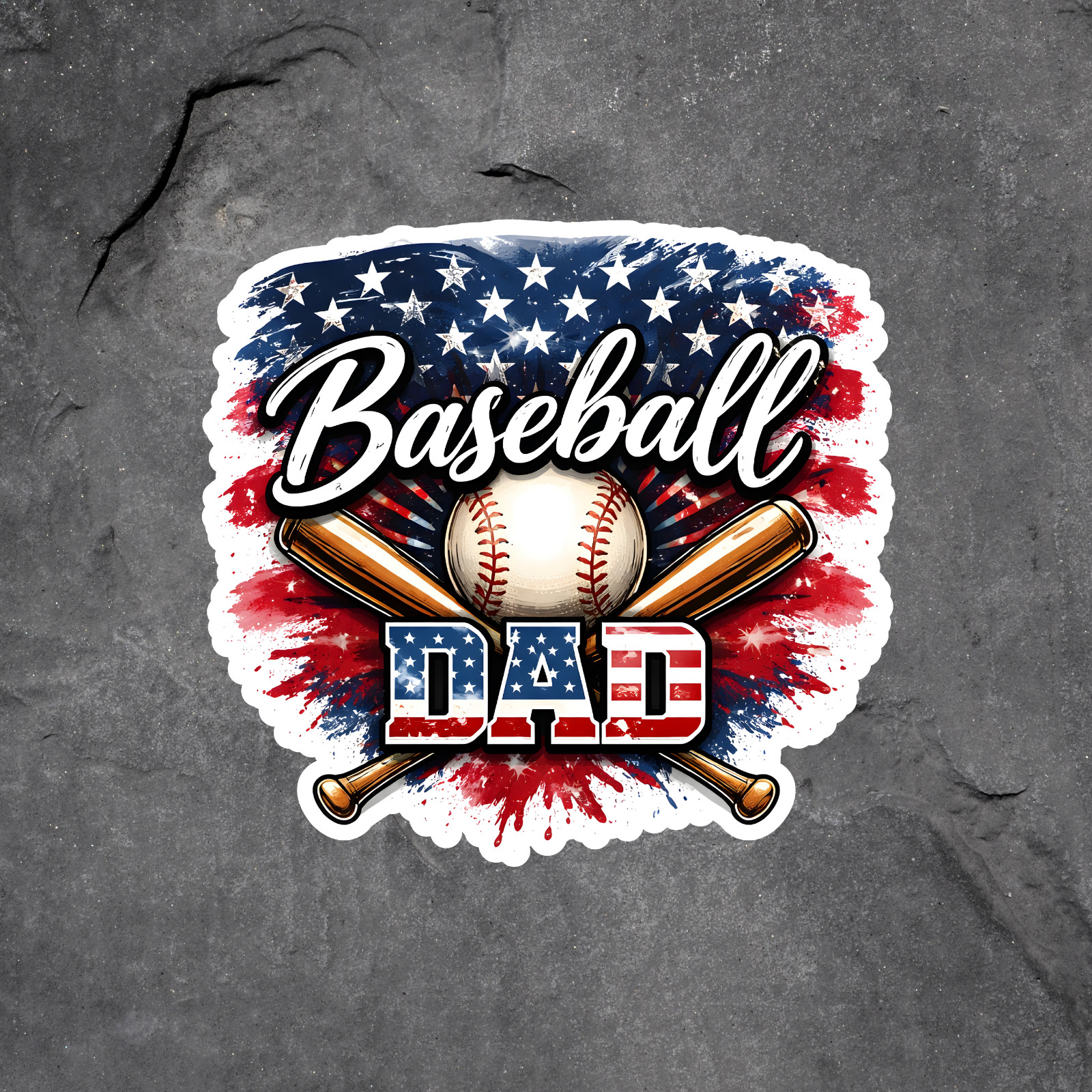 Baseball Dad Sticker Vinyl Decal Patriotic Sports Dad Gift USA Baseball