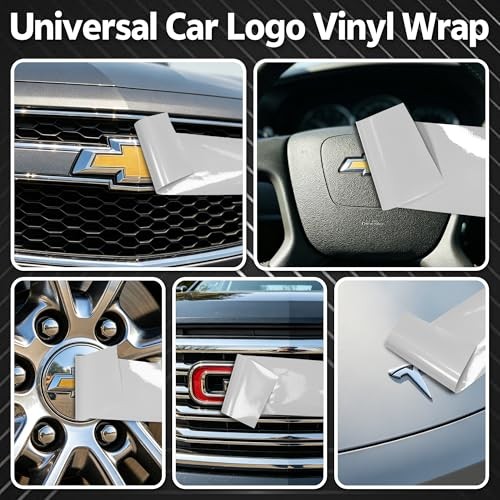 Compatible with Chevy Bowtie Emblem Vinyl Wrap Kit Logo 4PCS Gloss White