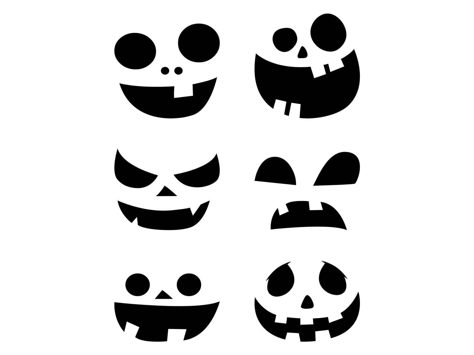 6 PACK Pumpkin Face Stickers Vinyl Decals Carved Halloween Décor Jack-o-Lantern