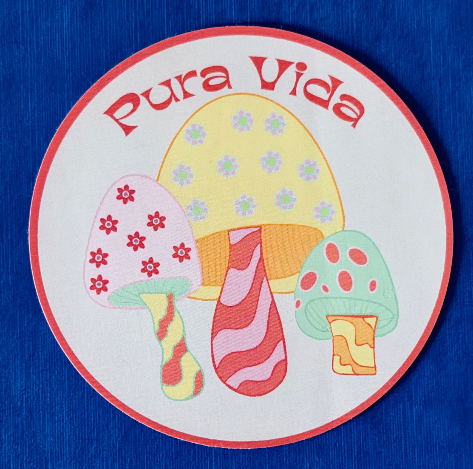 Pura Vida Sticker Mushrooms with Flowers Logo NEW out of pack