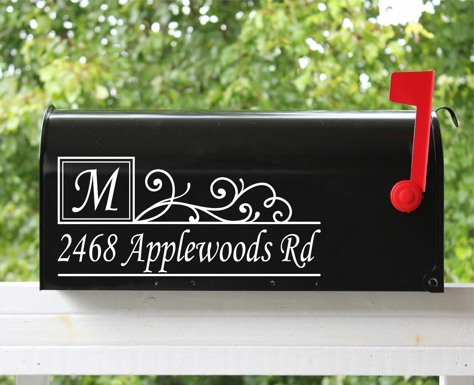 Set of 2 – 11"x5" Custom Mailbox Decals Sticker Initial & Street Many Fonts #04