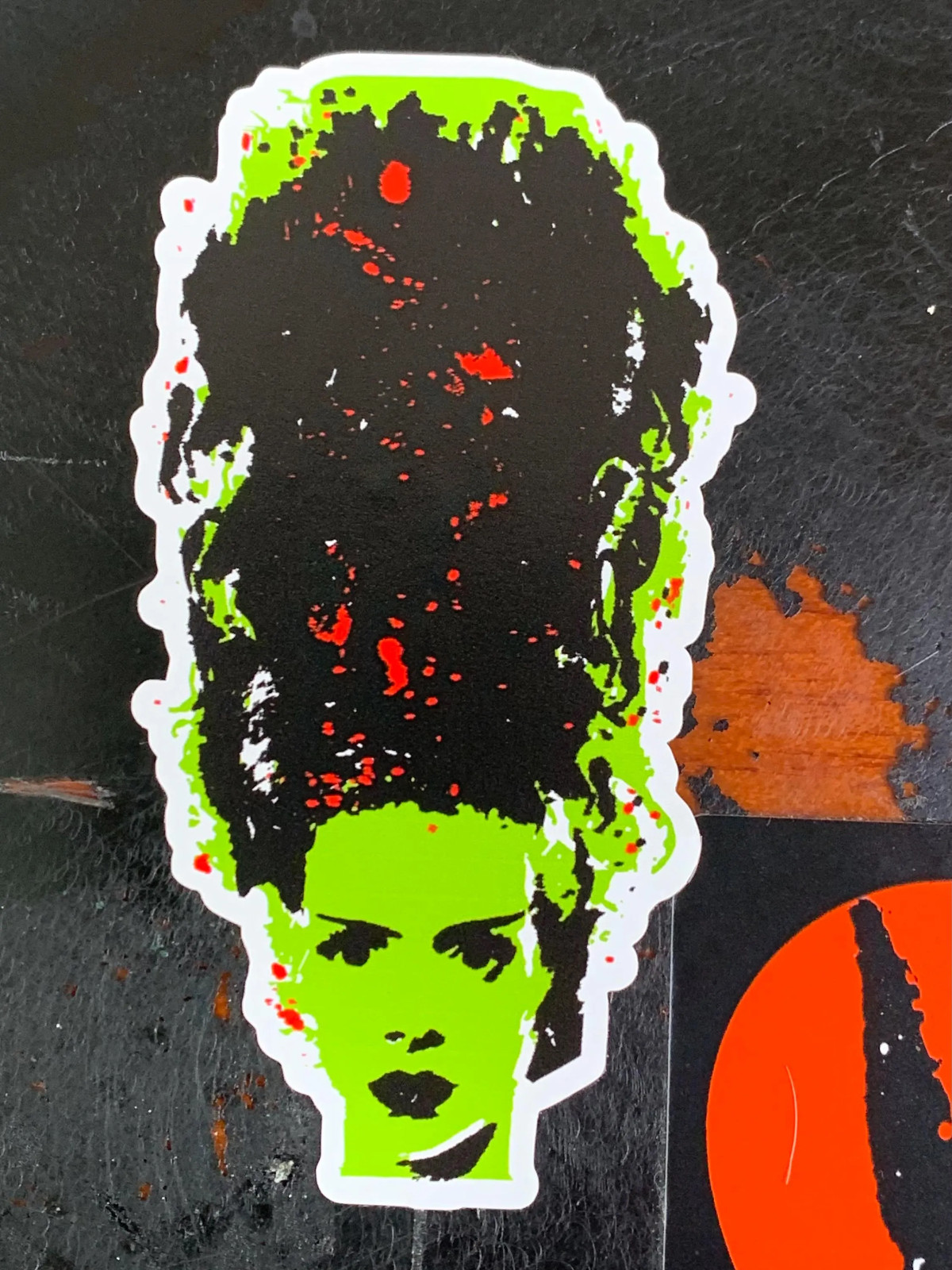 Bride of Frankenstein Sticker -Horror Monster / Goth / lowbrow 1.75in X 3.75in