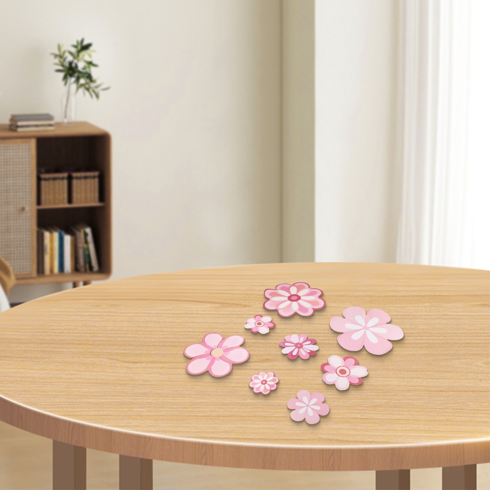 Set of 8 Floral Wall Decals for Living Spaces Waterproof and Removable