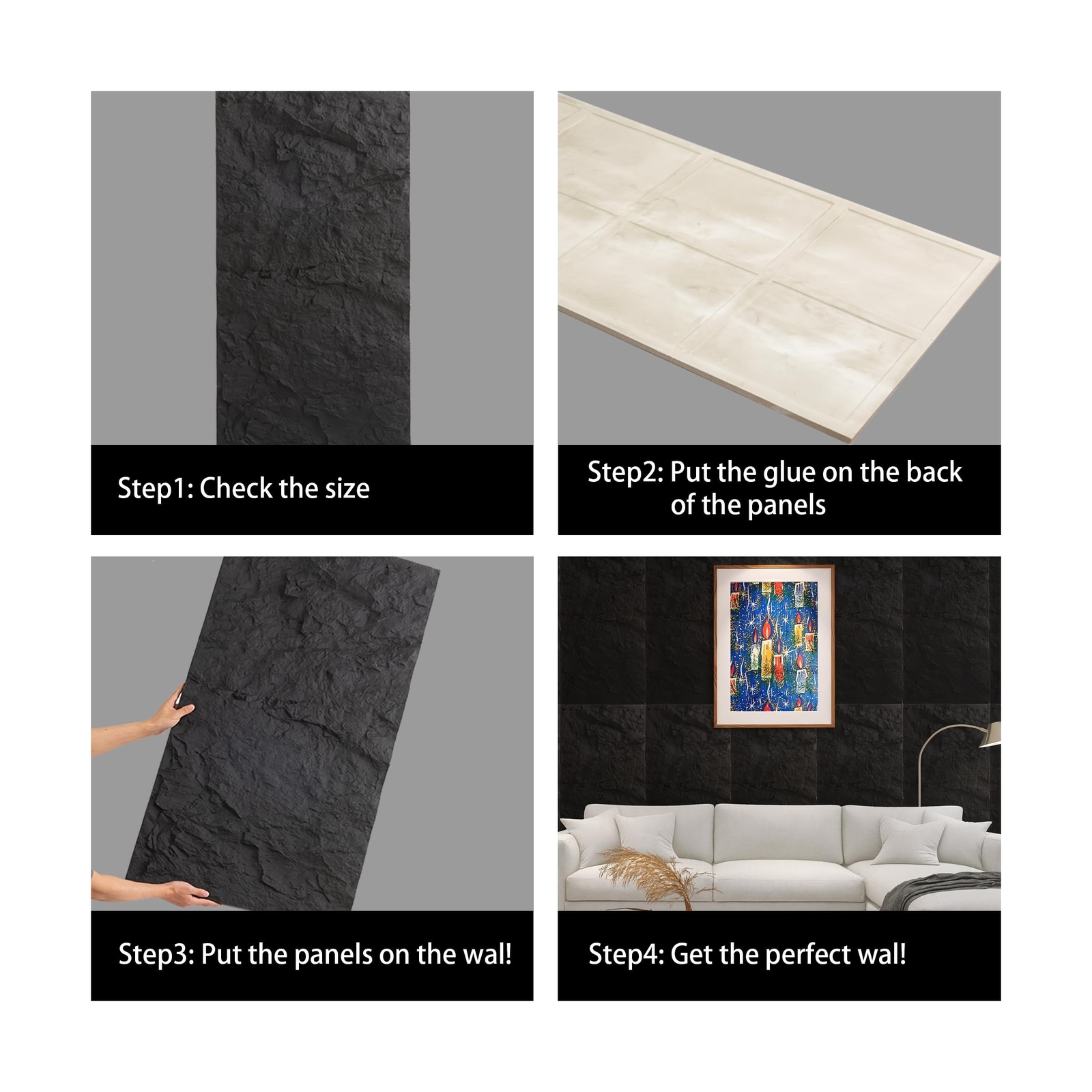 4PCS PU Stone Wall Panels|3D Wall Panels|Wall Panels for Interior Wall Decor|…