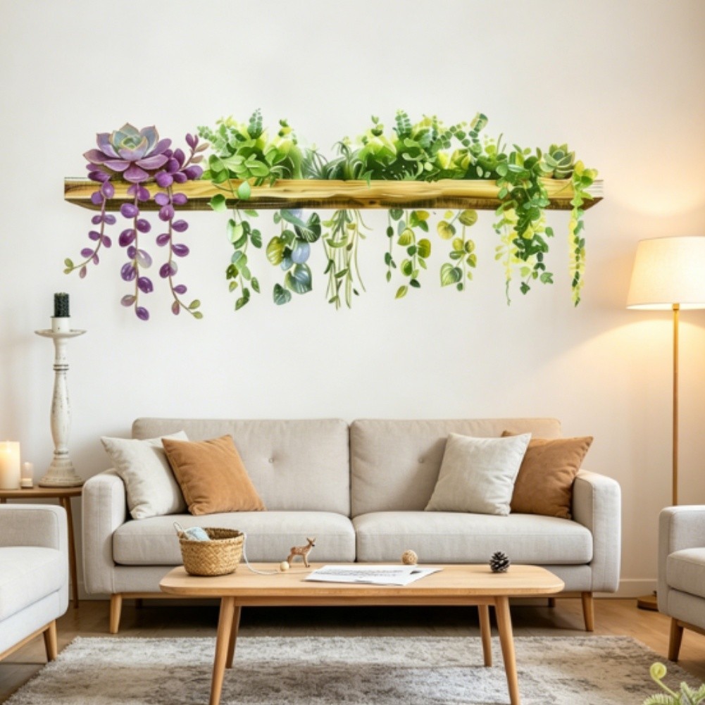 Flower Leaf Wall Decal Self-adhesive Fade Resistant Environmentally Friendly