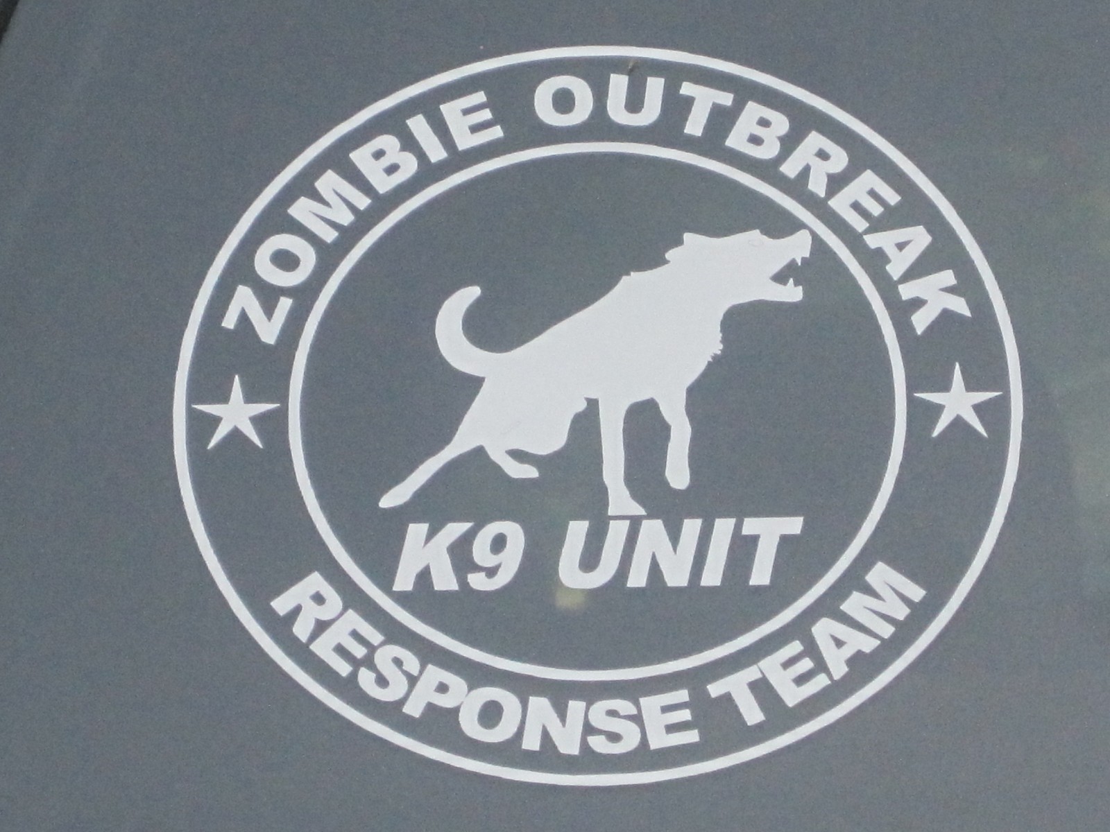 Set of 2- Zombie Outbreak Response Team K-9 Unit Decals Car Door Window 75043
